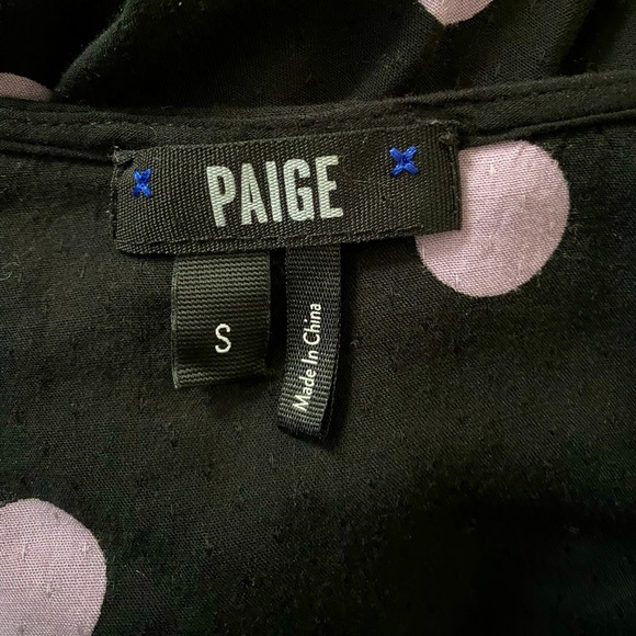 PAIGE Alynna Lavender Polka Fog Dolly Dot V-Neck Tie Front Top Size S - Picture 8 of 9